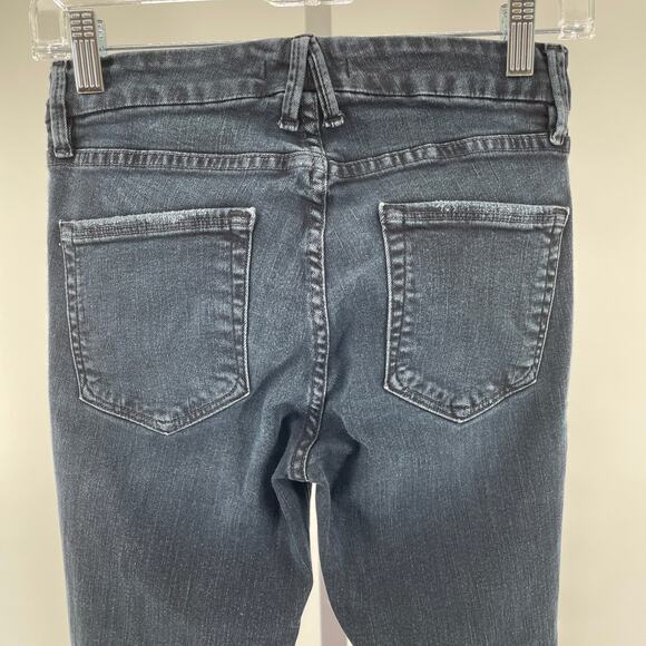 Good American Good Legs Blue Denim Dark Wash Torn Knees Skinny Leg Jeans 0/25 - Picture 4 of 10